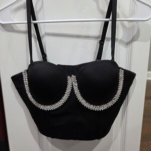 NWOT Black jeweled Women's Bustier